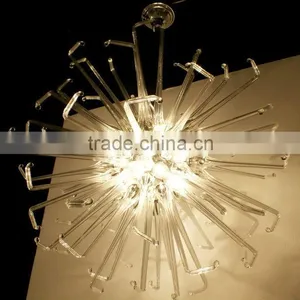Unique Round Glass Chandelier Clear White thumbnail-1