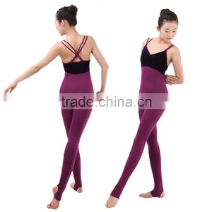 New Velvet Double Straps Stirrup Dance Unitards and Gymnastics Tights Girls thumbnail-1