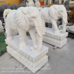 Stone Carving Elephant Manufacturer, White Jade Carving Elephant Ornaments, Direct Sales, Stone Carving Animal Carving thumbnail-3