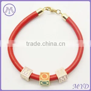 DIY Handmade Cube Letter Alphabet Custom Leather Bracelet thumbnail-1