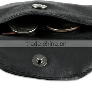 Leather Coin Purse With Key Ring and Snap Pocket Men Cowhide Change Purse thumbnail-1