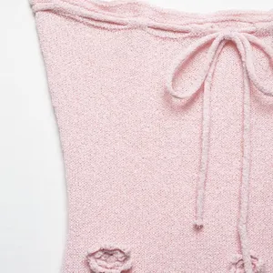 2025 Women's European and American Spring New Product: Three Dimensional Flower Chest Strap Knitted Strapless Dress thumbnail-2