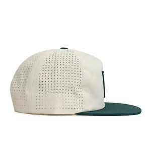 Waterproof Laser Cut Perforated Outdoor Running Hat Breathable 5 Panel Camper Caps for Men Women New Design Soft Top Sports Cap thumbnail-4