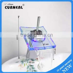 Brass Chrome Waterfall Led Light Basin Mixer Tap thumbnail-1
