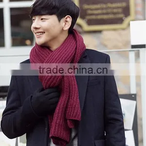 New Korea Fashion Winter Plain Acrylic Crochet Unisex Woman Man Ladies Knitted Scarf thumbnail-2