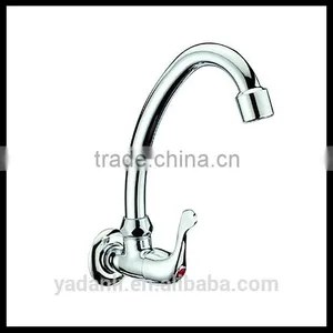 Polished Chrome Goose Neck Single Handle Wall Mounted Kitchen Taps Faucets 1013 thumbnail-1