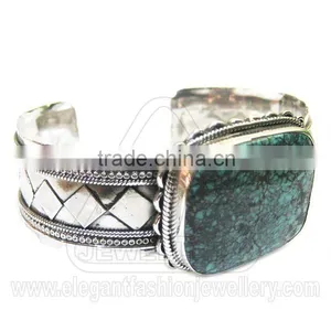 Solid 92.5 Silver Jewelelry Bangle,Turquosie Bangle, Sterling Silver Bangle Bracelet thumbnail-1