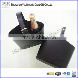 Promotional Black Two Bottles PU Leather Wine Carrier thumbnail-1