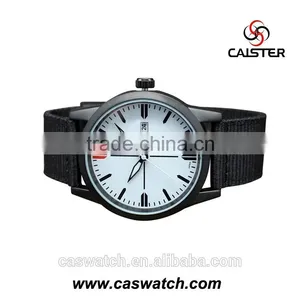 Luxury High Quality Nylon Strap Watch, White Dial Black Strap Men's Watch, Water Resistant Army Style Military Watch thumbnail-1