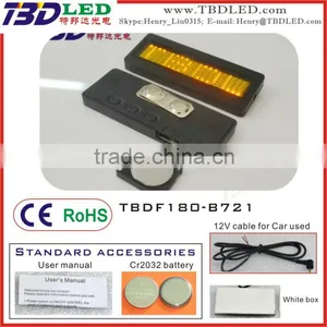 YELLOW Rechargeable Fashion Mini Led Nameplate / Led Scrolling Message Badge Display/small Led Name Card Screen thumbnail-1