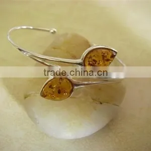 Fashion Topaz Crystals Branch Silver Cuff Bangle Factory Wholesale Jewelry thumbnail-1