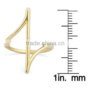 High Polish and Light Weight Yellow Gold Plated Pointed Ring Low Price thumbnail-3