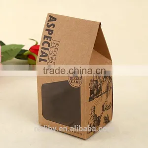 Custom Logo Printing Lovely Design Folding Foldable Kraft Takeaway Packaging Paper Bread Cake Food Box With PVC Window thumbnail-1