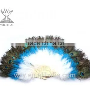 Turkey Feather and Peacock Feather Belly Dance Feather Hand Fans thumbnail-6