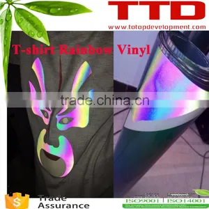 Rainbow Reflective T-shirt Vinyl Flex Film ,Reflective Garment Printable Heat Transfer T-shirt Vinyl for Clothing thumbnail-1