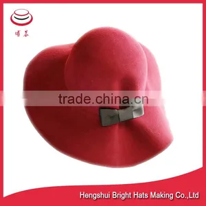 Women / Lady Floppy Wool Felt Hats With Flower thumbnail-2