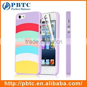 Set Screen Protector And Case For Iphone 5 , Hard Plastic Pink Colorful Stripes Custom Case thumbnail-4