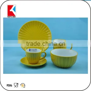 Popular Varioud Color Stoneware Dinner Set Emboss Lines Dinner Set Ceramic thumbnail-2