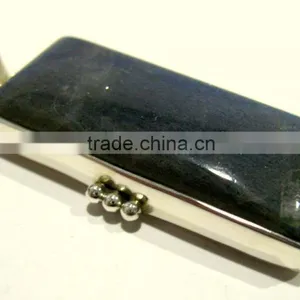 Labradorite Rectangle Cabochon Natural Gemstone Pendant, 925 Solid Sterling Silver Pendants, Designer Bezel Pendant thumbnail-2