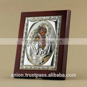 Greek & Russian Orthodox Wooden Icon. Holy Family. Big Size thumbnail-2