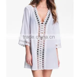 Women Fashion Hollow Out Embroidered Attractive Bikini Beach Holiday Blouse thumbnail-6
