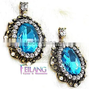 European And American Retro Inlaid Semi-precious Stones Drop Earrings thumbnail-1