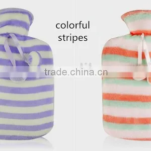High Quality 2000ml PVC Hot-water Bottle Fleece Cover Wave Design Anti-scald thumbnail-4