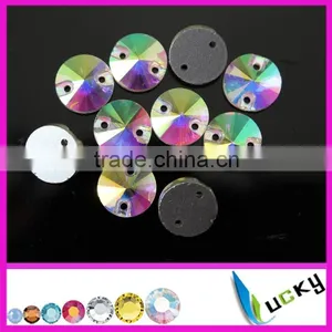 Crystal ab Rivolis Sew on Rhinestones Flatback Strass Jewellry Beads With Holes thumbnail-3
