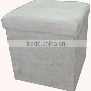 Stronger!! Charcoal Suede Foldable Storage Stool thumbnail-1