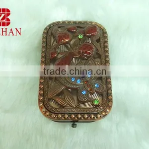 Butterfly Rhinestone Makeup Mirror/red Bronze Pocket Mirror/butterfly Rhinestone Cosmetic Mirror thumbnail-2
