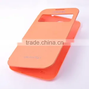 Hot Selling in Stock Leather Cover for Samsung Galaxy s4 Leather Case With Window View thumbnail-1