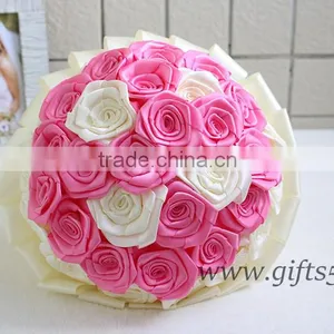 Custom Made Lovely Pink White Wedding Bouquet in Handmade thumbnail-1