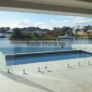 Safety Glass Fence Design By Stainless Steel Spigots With Tempered Glass Sheet Combination/Frameless Glass Railing thumbnail-3