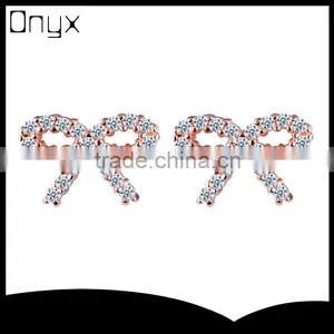 925 Sterling Silver Rose Gold Plated Ribbon Bowknot Ear Studs for Women thumbnail-1