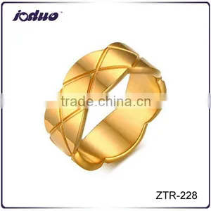 Fashion Personality Gold Plated 8 MM Stainless Steel Men Ring thumbnail-1