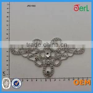 Wholesale Charming Crystal Silver Lady Rhinestone Lace Motif Sewed on Wedding Dress thumbnail-4