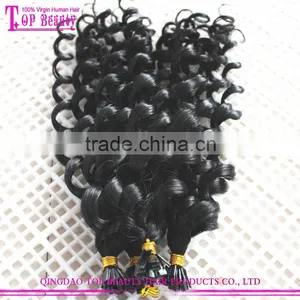 2016 Hot Sale Stick Tip Curly Hair Extensions Wholesale Price Very Natural Stick Tip Curly Hair Extensions thumbnail-4