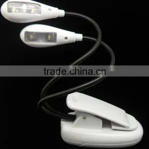 Gooseneck 4 LED Flexible Eye Care Dimmable Clip LED Book Light Dual Head Rechargeable Emergency Light thumbnail-4