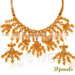 Bridal Kundan Necklace Sets, 22 K Gold Kundan Necklace Sets, Kundan Jewellery thumbnail-2
