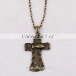 New Arrival 2016 Design Fashion Jewelry Cross & Fish Handmade Chain Necklace Religious Brass Finish Big Cross Necklace thumbnail-2