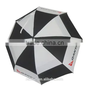 30" Strong Fiberglass Frame Windproof Double Canopy Golf Umbrella thumbnail-1