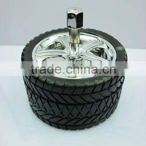 Table Round Metal Ashtray, Wheel Ashtray With Spin Lid thumbnail-1