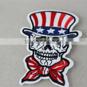 Lovely Design Person Skull Pattern Patches Polyerster Embroidery Fabric Patch Trim Red and White Color for Wholesale thumbnail-2