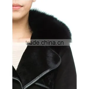 Ladies' Full Lambskin Suede Jacket With Fox Fur Collar and Cuffs thumbnail-5