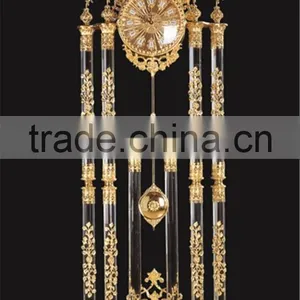 Gold Gilt Brass Mounted Grandfather Floor Clock With Crystal Column, 24K Gold Plated Floor Clock thumbnail-4