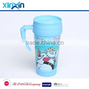 Promotional Plastic Coffe Travel Mug Double Wall Coffee Cup Car Mug With Handle thumbnail-2