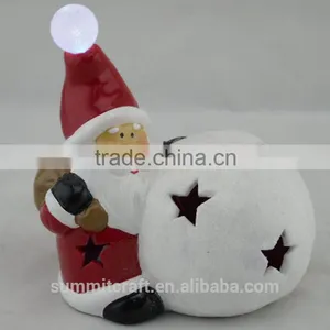 Polyresin Christmas Santa Claus Doll Figurines With Hollow Snowball Craft Decoration thumbnail-1