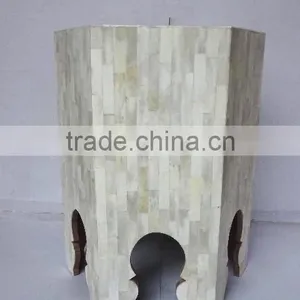 Buffalo Bone Mosaic Hexagon Stool Also Available in Other Mosaics thumbnail-1