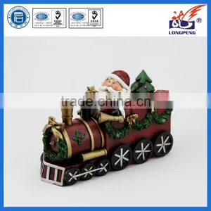 Polyresin Santa Claus on The Train With Led Light for Indoor Ornaments thumbnail-1