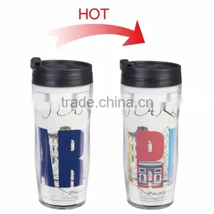 Custom Printed Color Changing Double Wall Plastic Thermos Mug With Your Own Design thumbnail-1